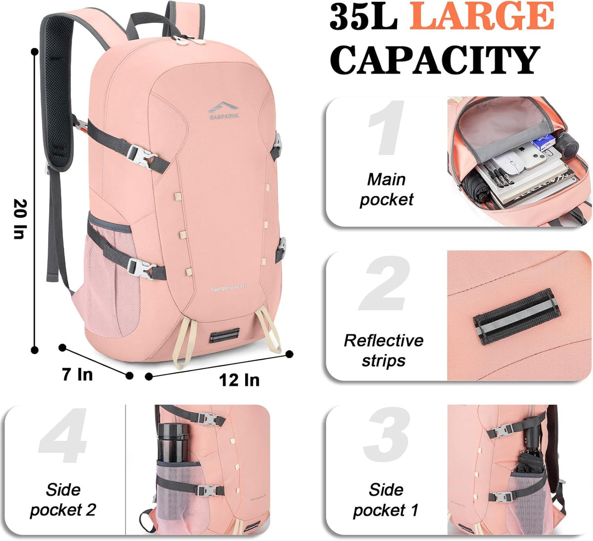 BAGPARKK 35L Ultra Lightweight Foldable Packable Hiking Backpack