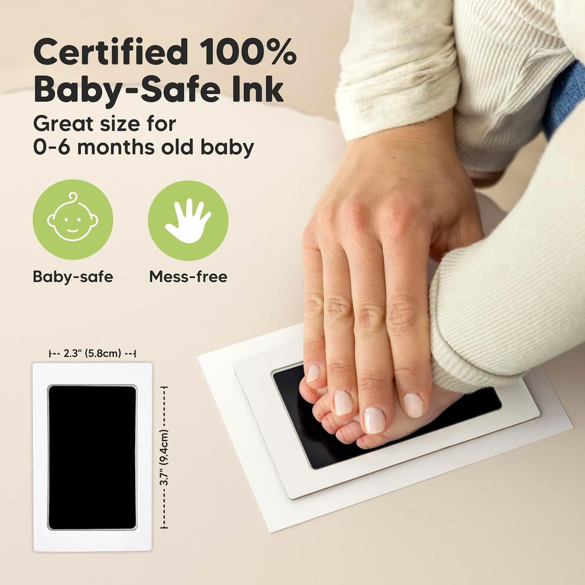 Inkless Hand and Footprint Kit, Boy Girl Newborn Keepsake (Ash Wood)