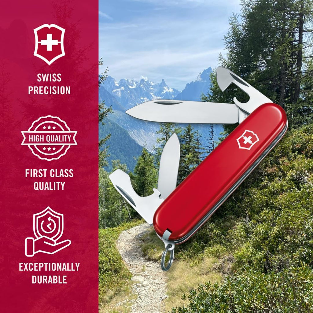 Victorinox Recruit Swiss Army Knife, 10-Function Pocket Knife, Red