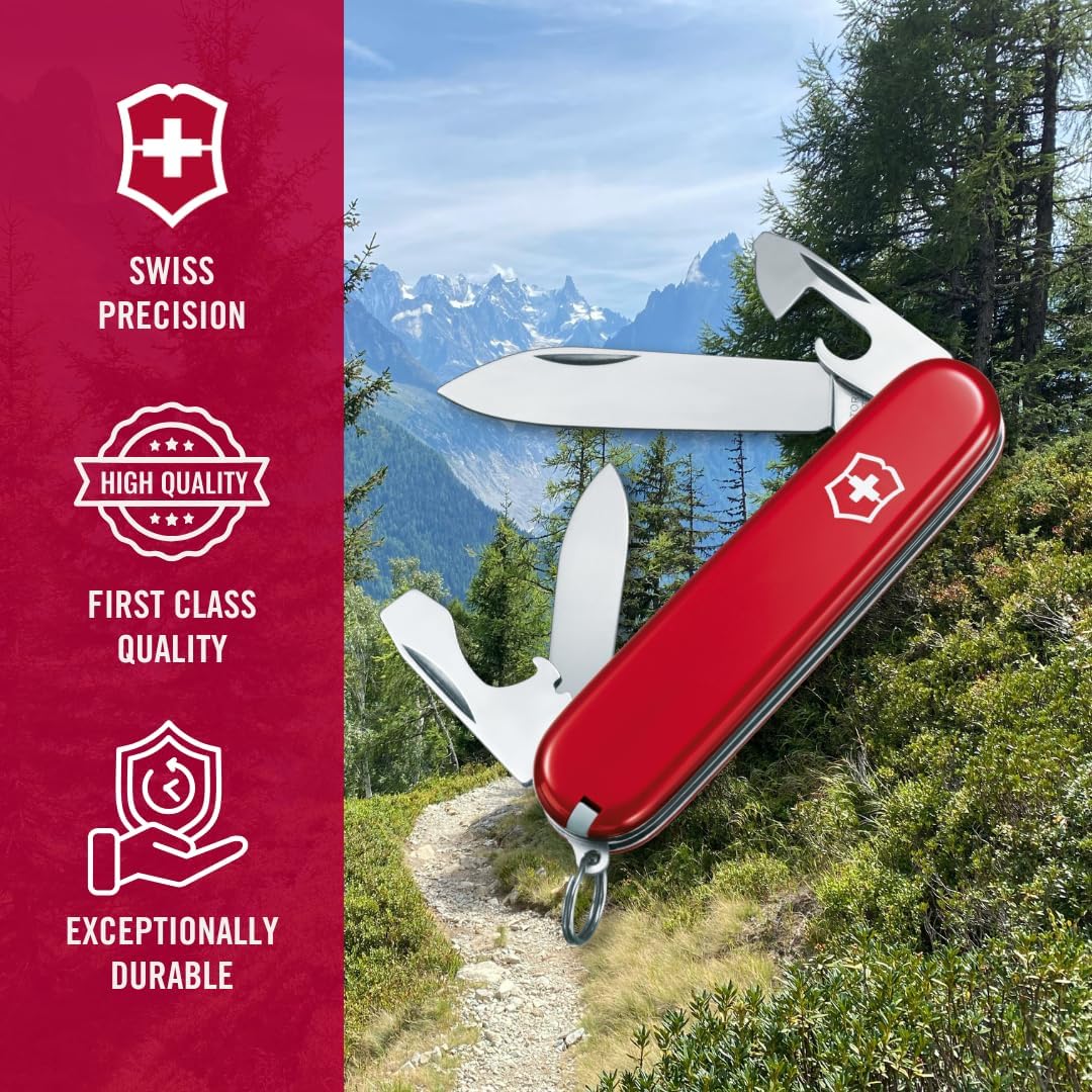 Victorinox Recruit Swiss Army Knife, 10-Function Pocket Knife, Red