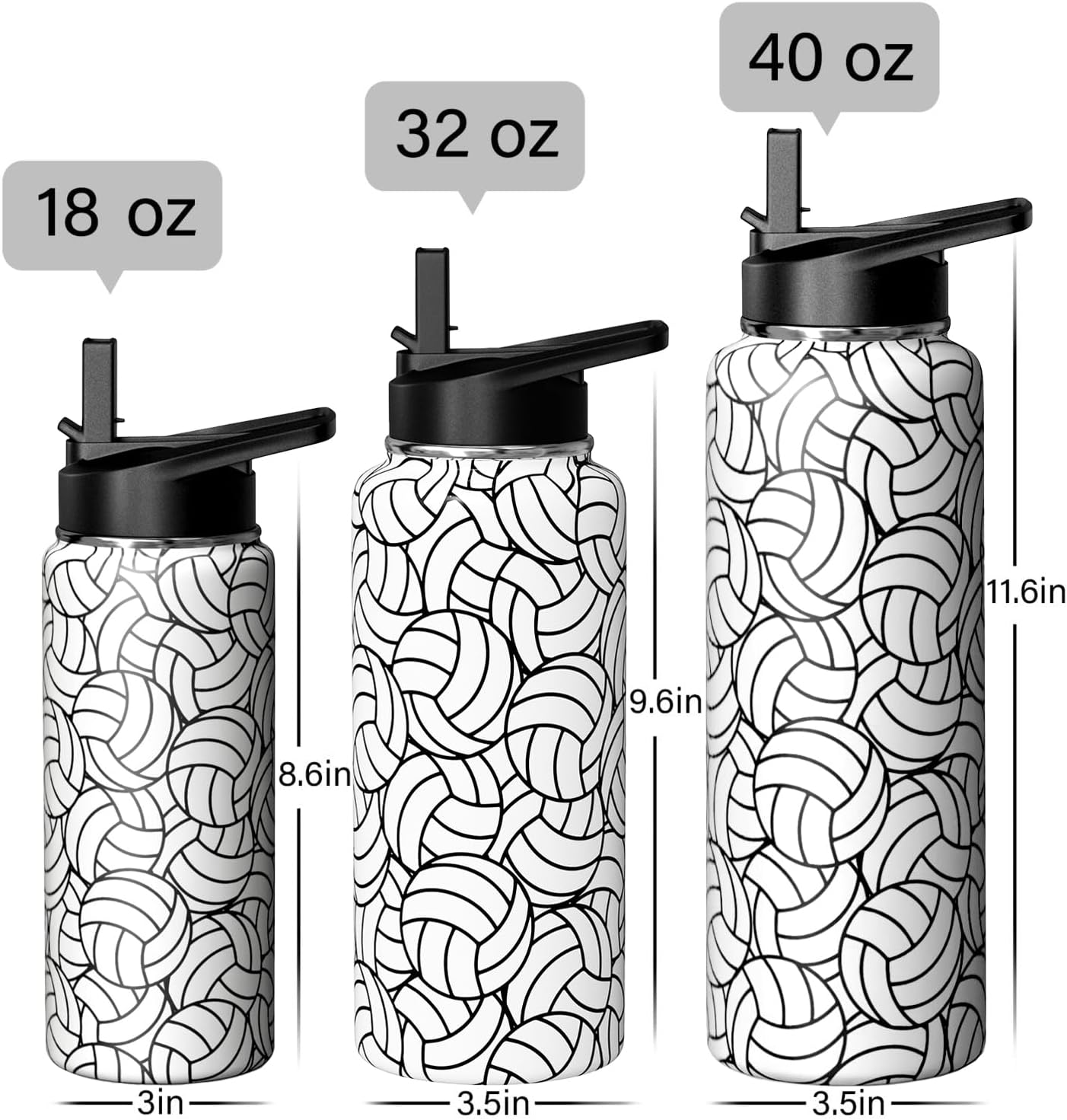 Volleyball Water Bottle 40oz Insulated Sports Water Bottles Volleyball Gifts for Men Women Gift for Coach Lovers Fan Players Stuff Accessories for Boys Girls