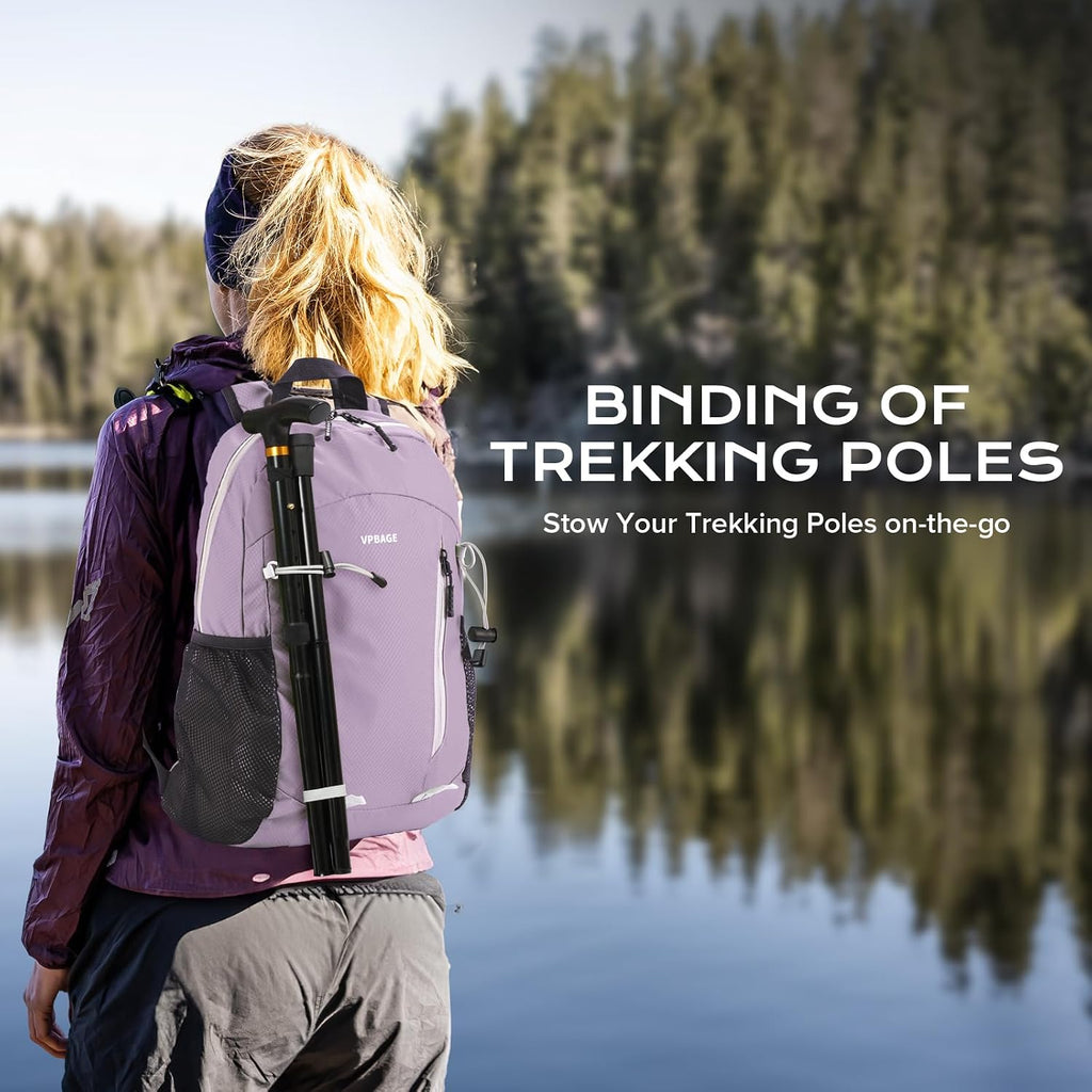 VPBAGE 15L Water-resistant Hiking Daypack for Women, Small Backpack Travel Outdoor, Lightweight Day Pack with Tool Loops