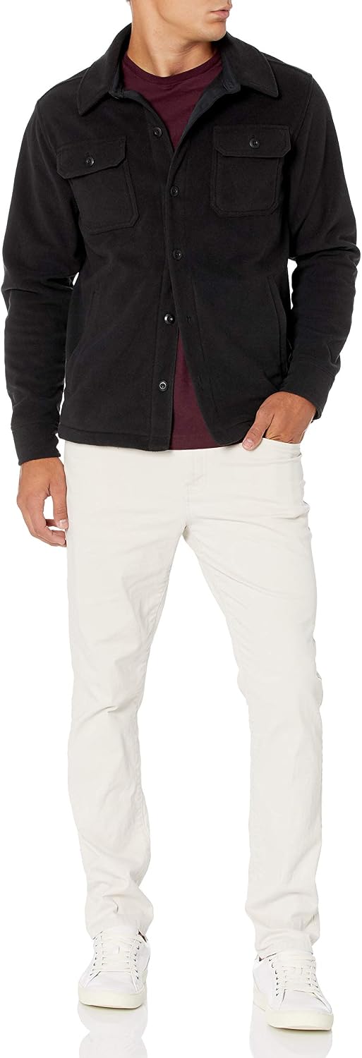 Amazon Essentials Men's Long-Sleeve Polar Fleece Shirt Jacket for Winter, Jackets