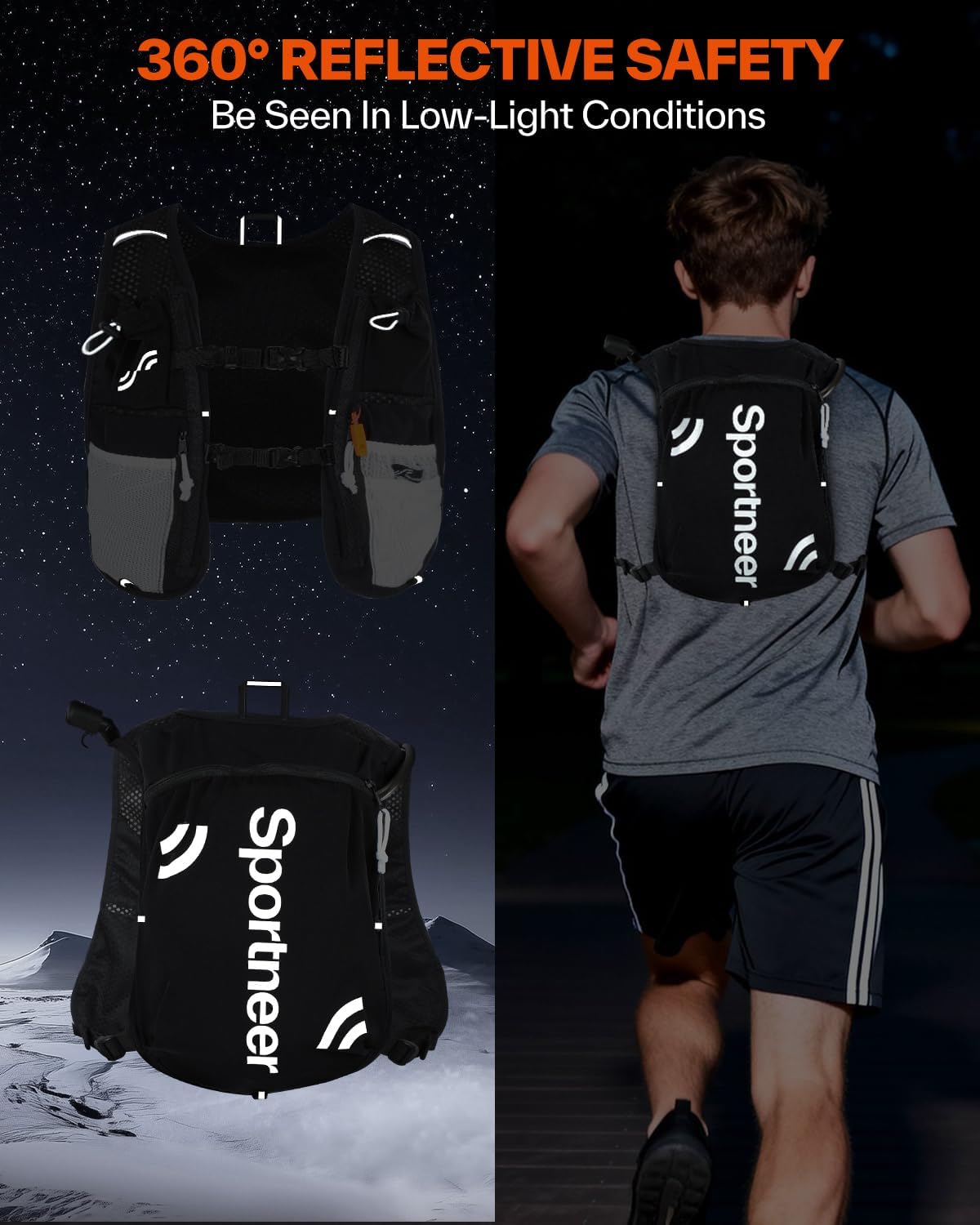 Sportneer Hydration Backpack: Lightweight Water Pack with 1.5L Bladder, Hydro Water Daypack for Running Hiking Biking Cycling for Women Men