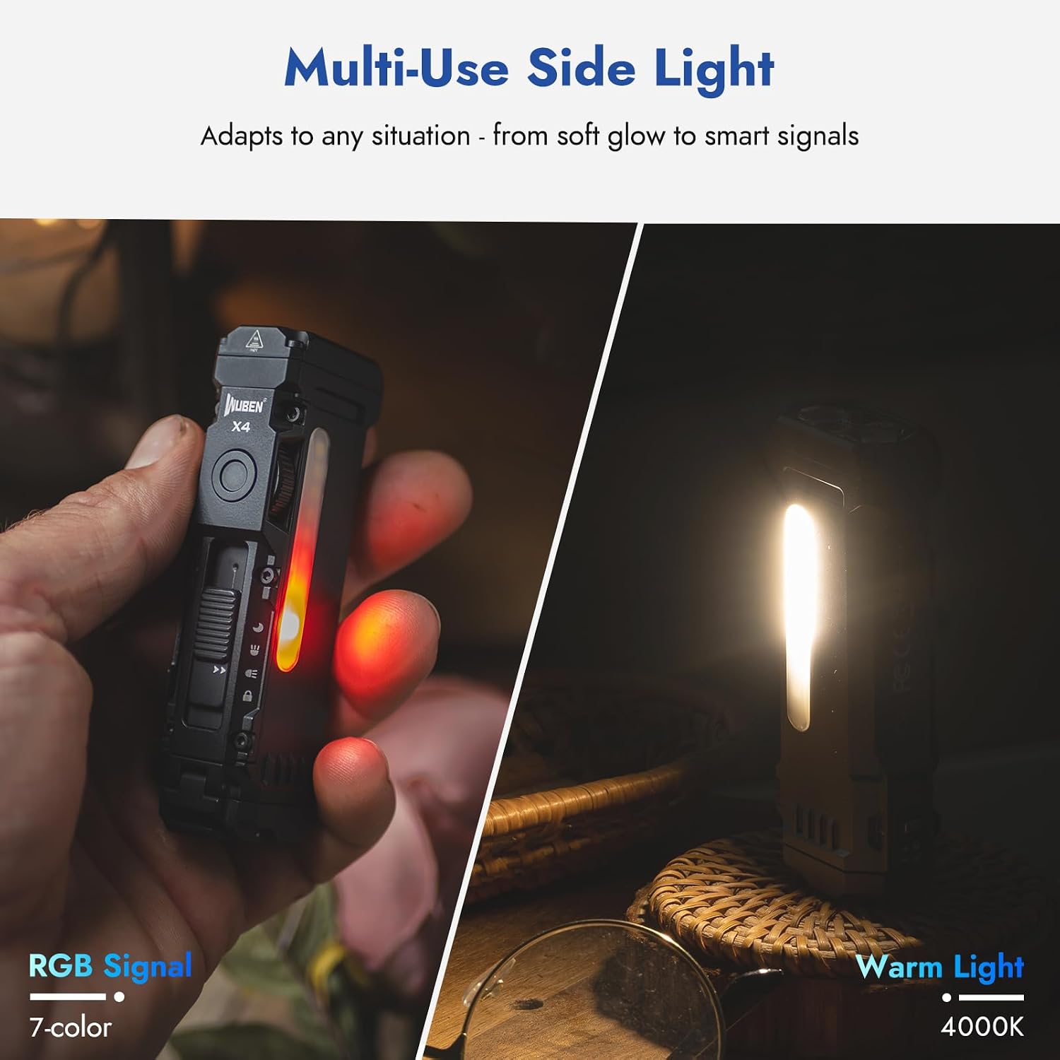 WUBEN X4 Flashlight Rechargeable,Compact EDC Light with RGB Lighting