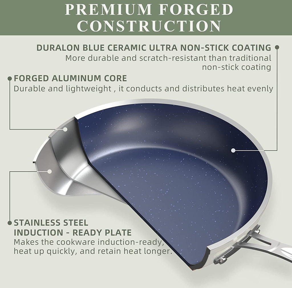 Nuwave Healthy Duralon Blue Ceramic Nonstick Coated 9pc Cookware Set