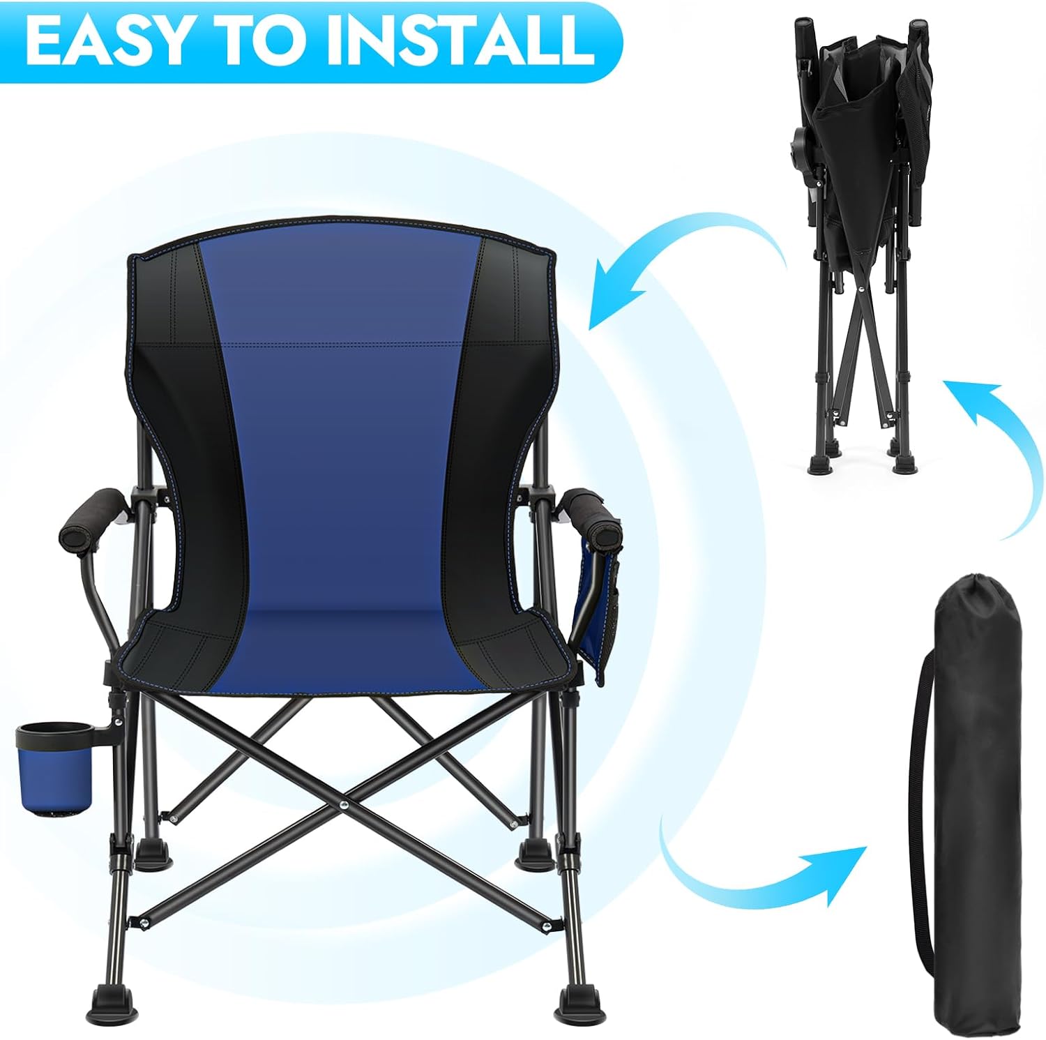 2 Pack Camping Chairs for Adults, 450 LBS Heavy Duty Camp Chair