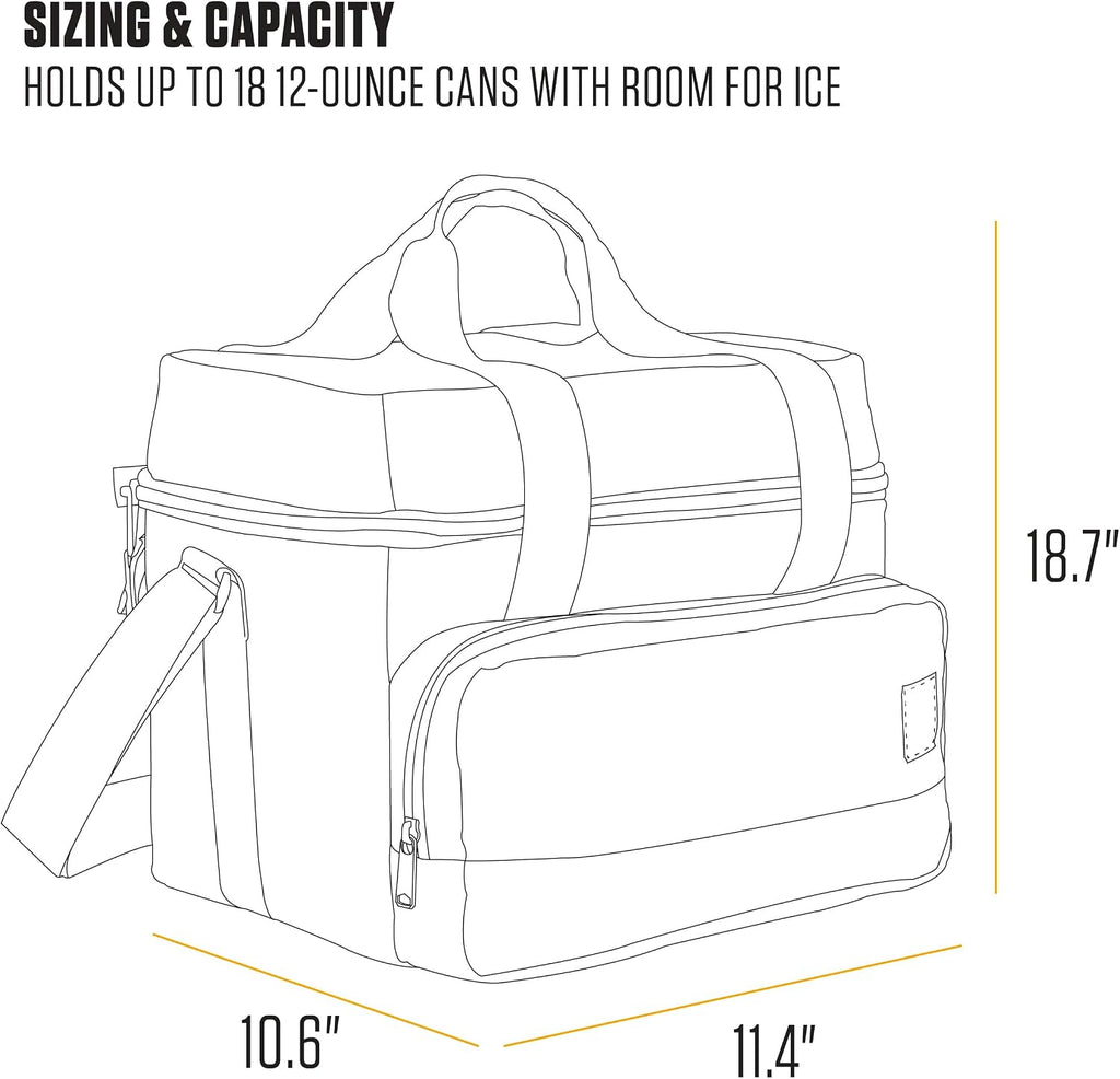 Carhartt Insulated Two Compartment Cooler, Durable Water Repellent Material W/Front Zippered Pocket for Camping, Beach & Travel
