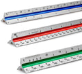 12" Architectural Scale Ruler Triangular Ruler, Color-Coded, 1 Pack