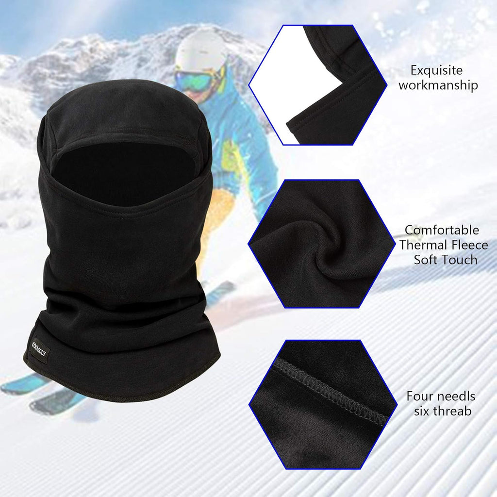 KOOLSOLY Ski Mask Balaclava Cold Weather Warm and Fleece Face Mask Neck Warmer Full Face Mask for Men&Women