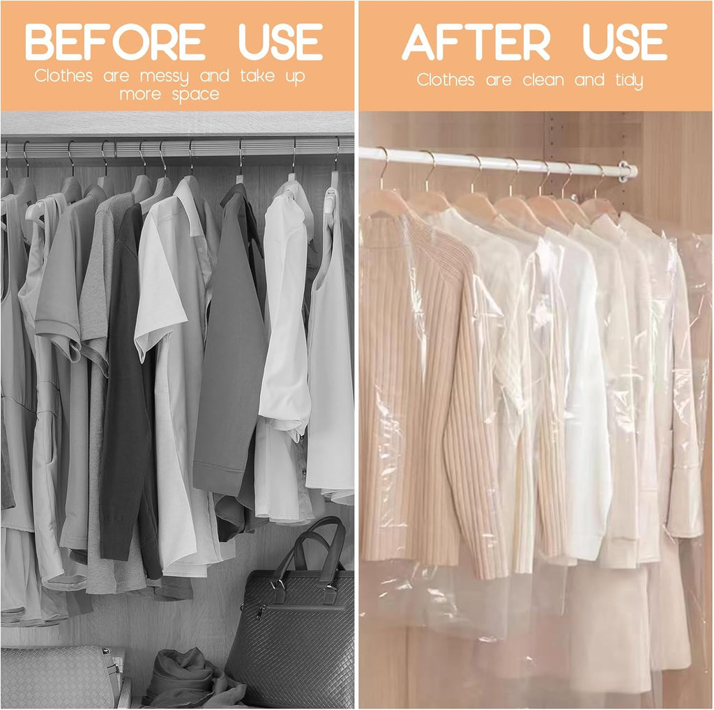 Garment Bags for Hanging Clothes,90 PCS Dry Cleaning Bag,Dry Cleaner Bags Plastic Clear 35.4 Inches, Plastic Cover for Clothes,60x90cm