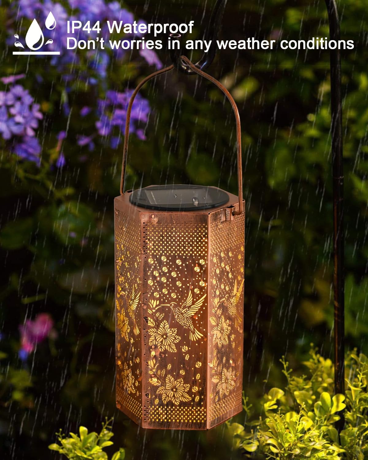 2 Pack Hummingbird Solar Lantern Outdoor Waterproof Outdoor