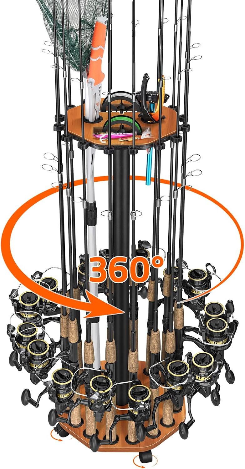 KEXMO Fishing Rod Holder Pole Rack for Garage with Wheels