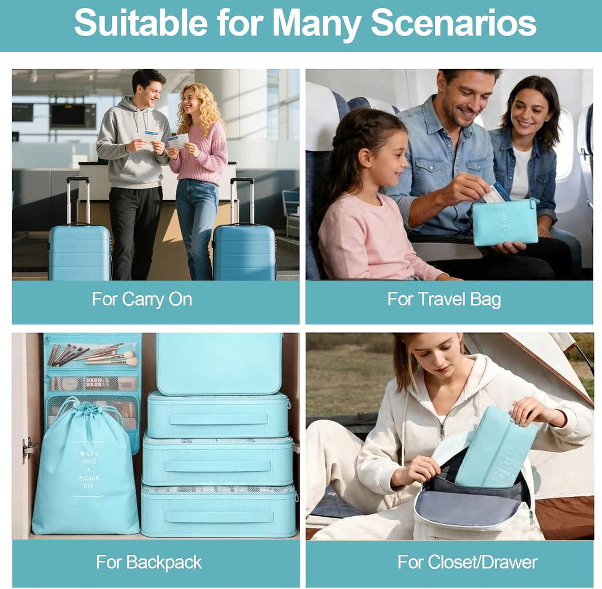 8/9 Set Packing Cubes for Travel, Suitcase Organizer Bags for Luggage