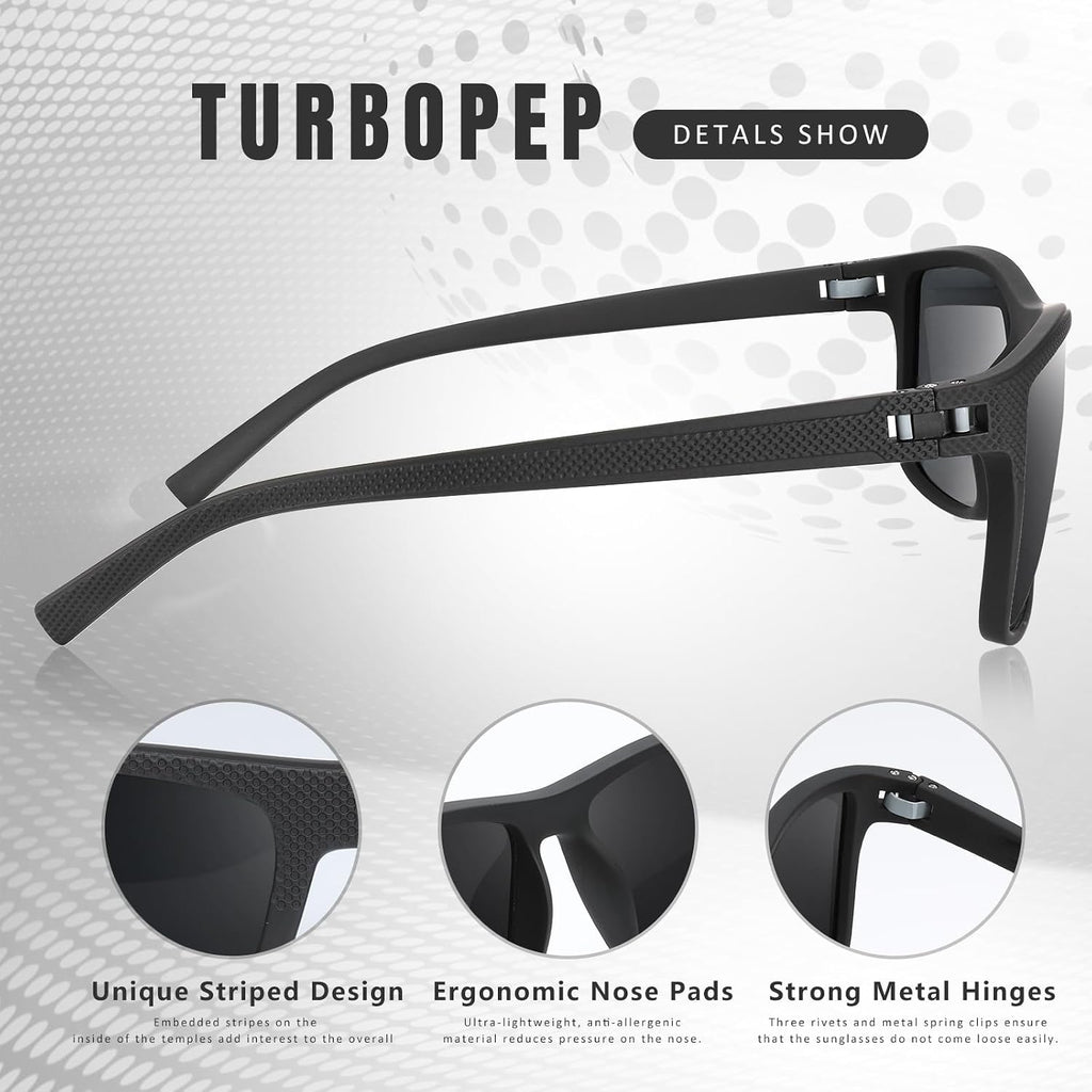 Square Polarized Sunglasses for Men and Women Lightweight Frame Sun Glasses with UV Protection