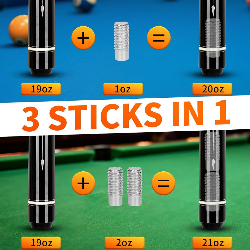 IIQ Pool Cues Stick, Pool Cue Stick Sets of 4/3/1 Cue Sticks 58 inch Pool Cues Adult Canadian Maple Wood Billiard Stick