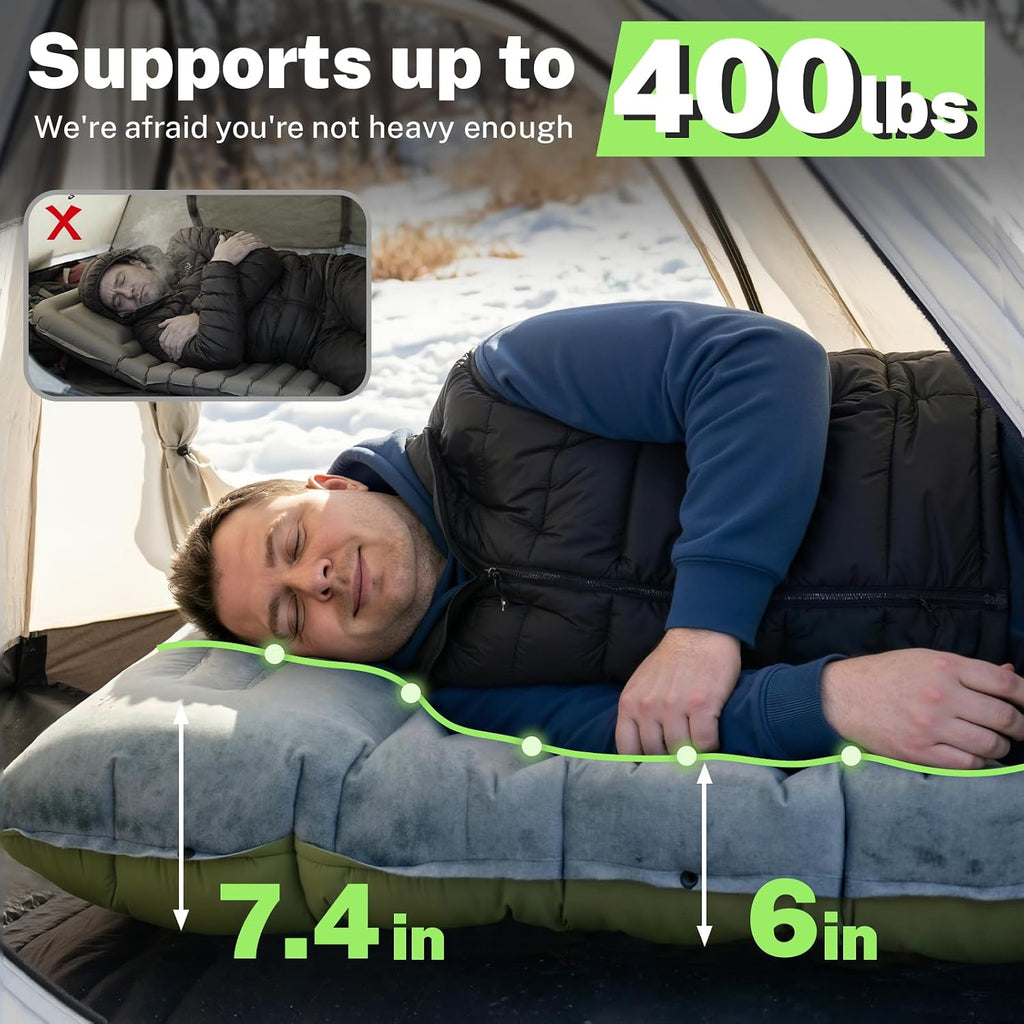 Sleeping Pad for Camping, 6" Velvet Sleeping Mat Self Inflating Camping Pad