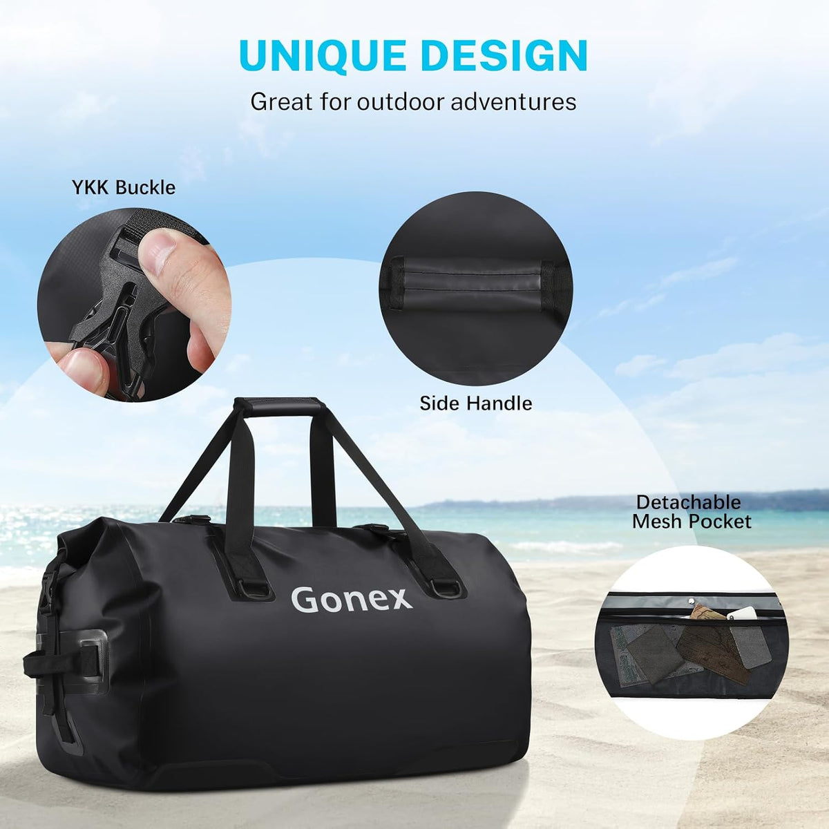 Gonex Waterproof Duffel Bag, 40L/60L/80L Roll-Top Travel Kayaking Dry Bag