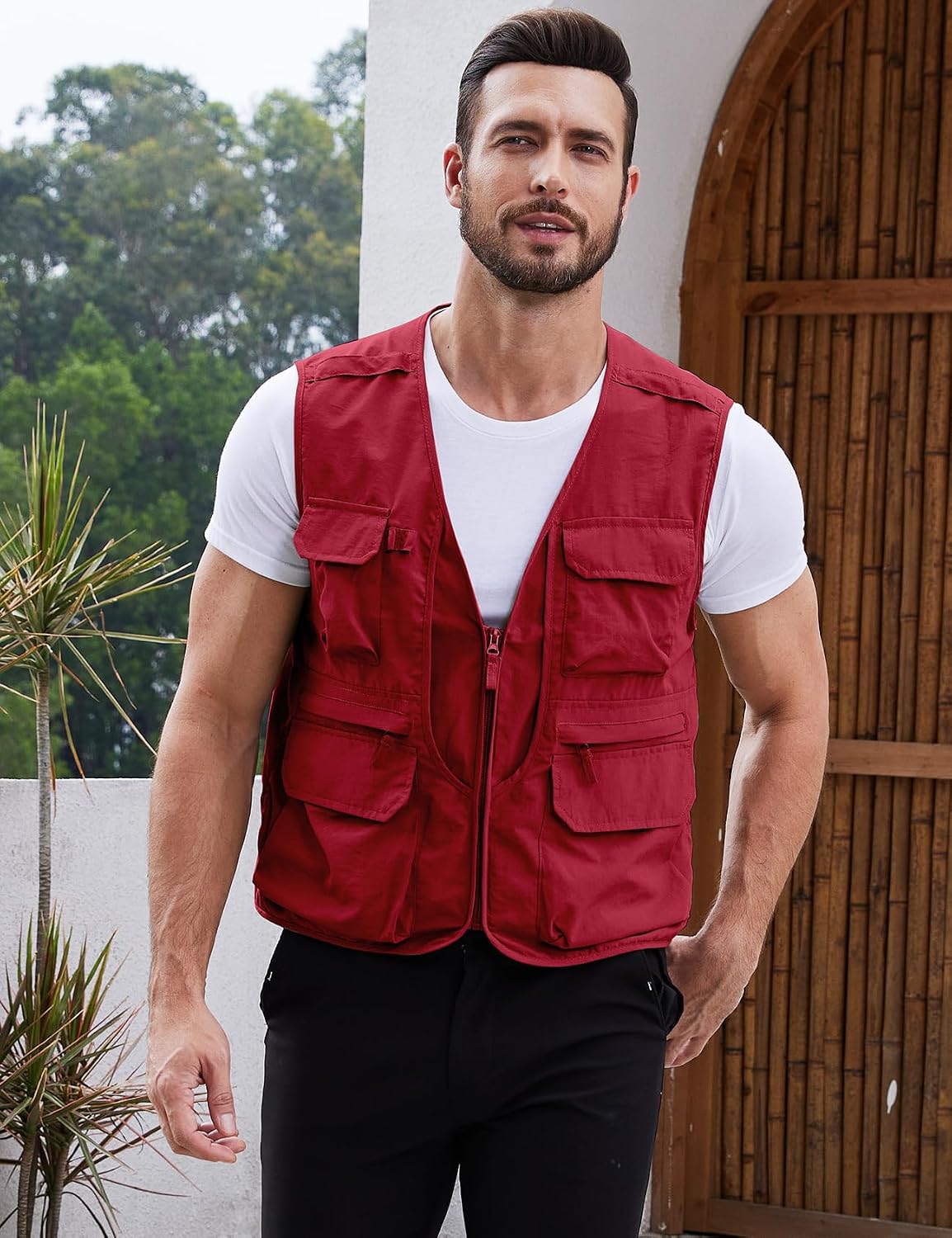 Gihuo Mens Fishing vest for Safari Utility Cargo with Pockets