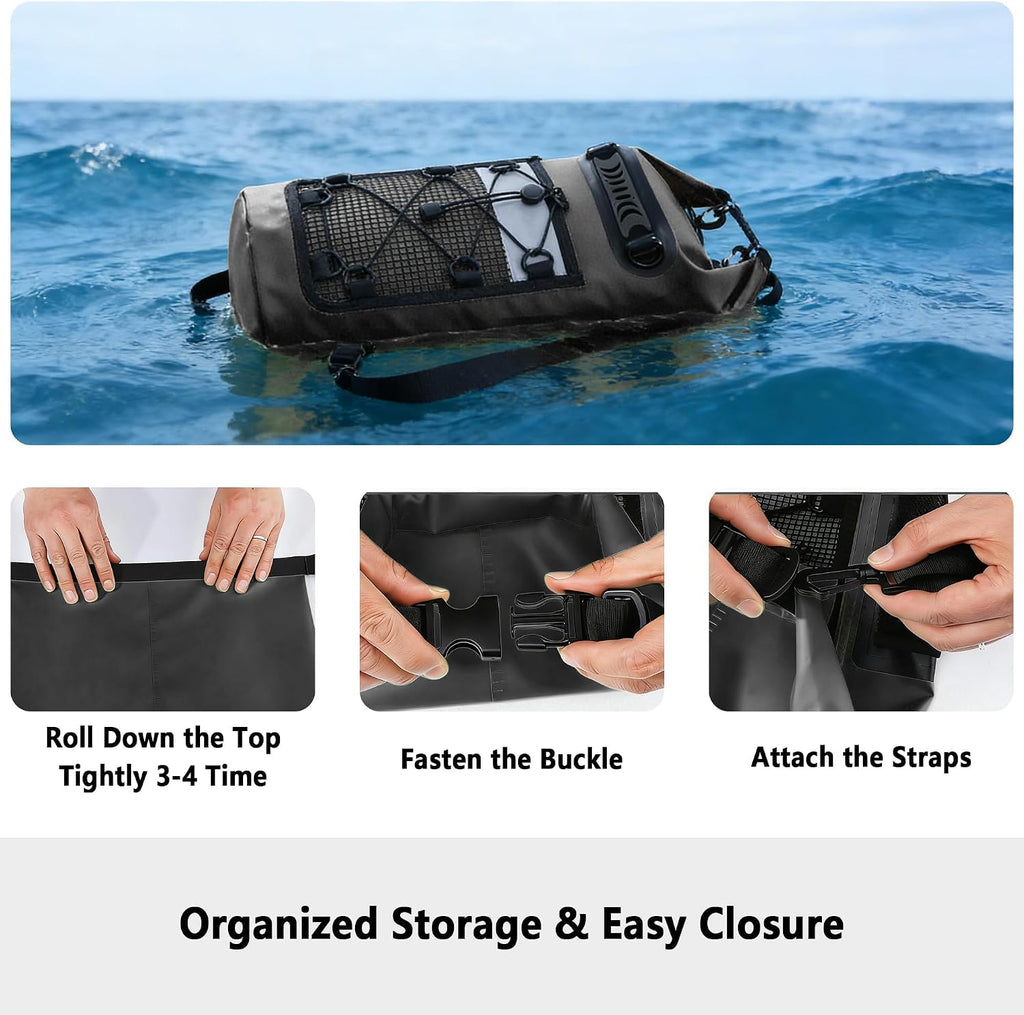 SHENDU 20L Roll-Top Waterproof Dry Bag Backpack for Kayaking Hiking (Black)