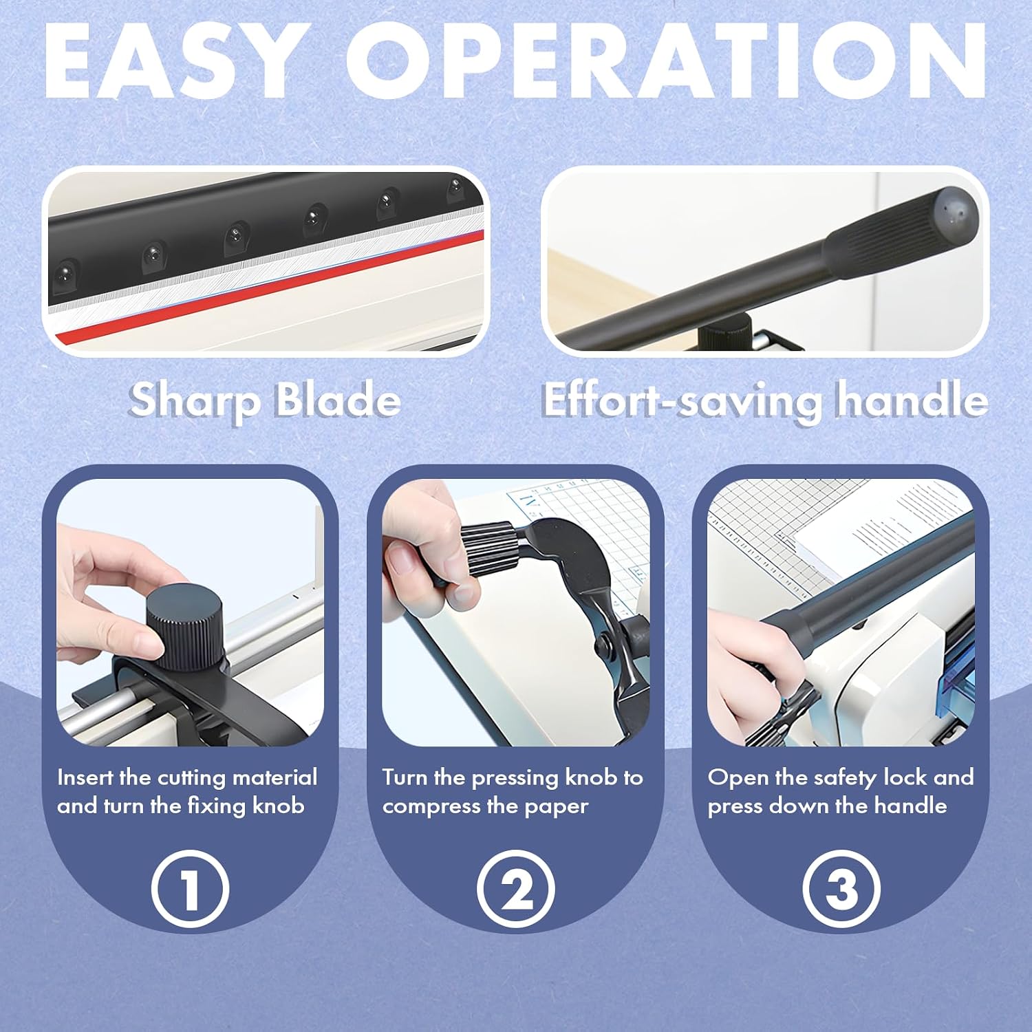 Heavy Duty Paper Cutter 17", Guillotine A3 Paper Cutter, 500 Sheets Capacity Paper Trimmer, Double Safety Protection Durable HSS Blade for Cutting Paper