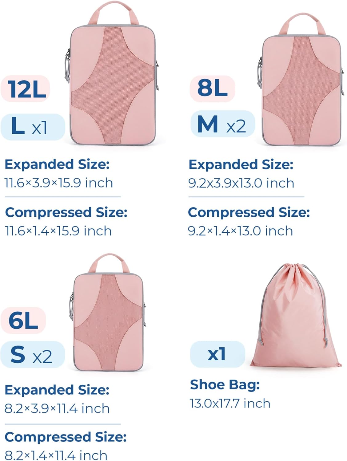 Bagsmart Compression Packing Cubes, Travel Bag Cruise Ship Essentials
