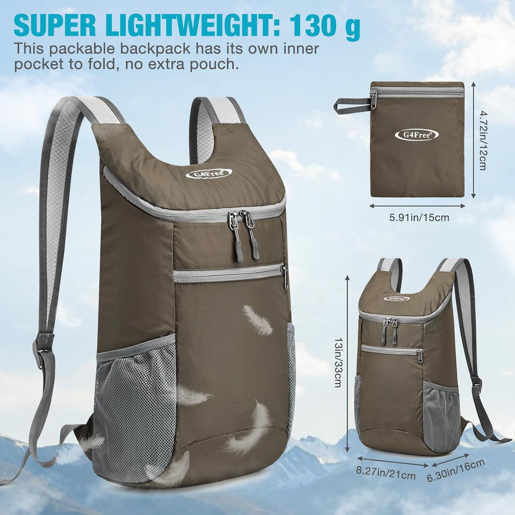 G4Free Ultra Lightweight Small Rucksack Foldable Backpack Packable Rucksack 11L for Travelling Walking Cycling Hiking or Multipurpose Daypacks Unisex, Dark Green 2, 11L, Casual