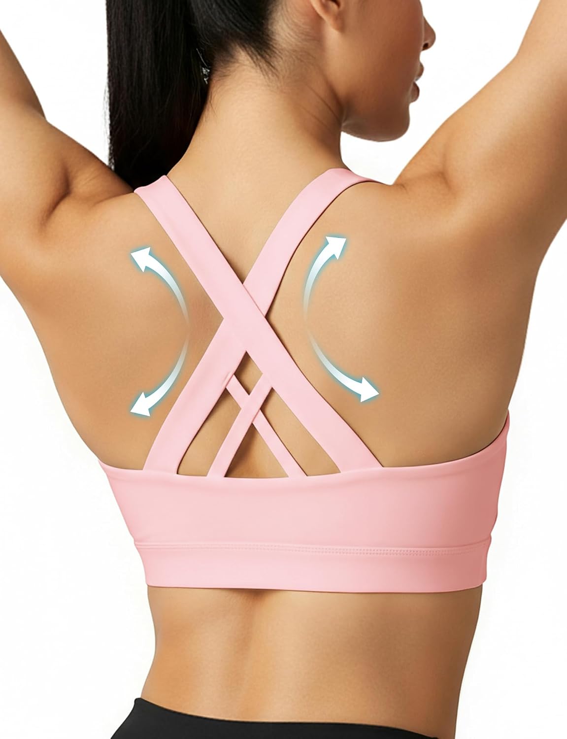 Buauty Sports Bra for Women, Criss Cross Back Medium Support Workout Bras with Removable Cups for Yoga Running Gym