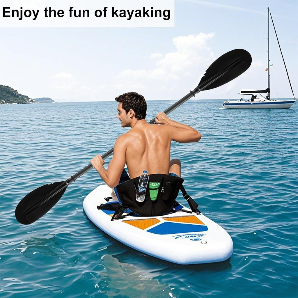 Kayak Paddle, Telescoping Canoe Paddle Boat Oars Fishing Adults with Kayak Paddles Leash Steel Material Adjustable Sturdy Black(94inch)