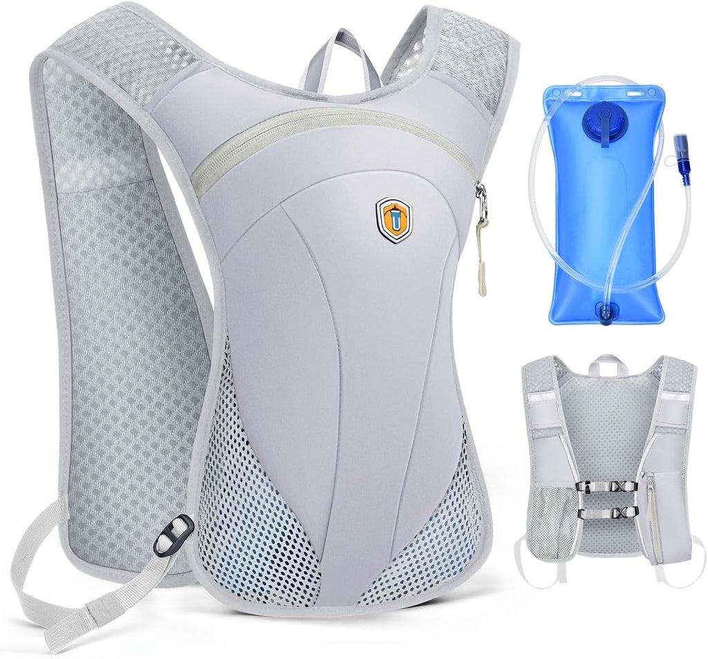 Hydration Backpack with 2L Water Bladder Bag, Lightweight and Breathable Running Vest for Men, Adjustable Chest Straps Water Pack for Cycling Hiking Climbing Outdoor