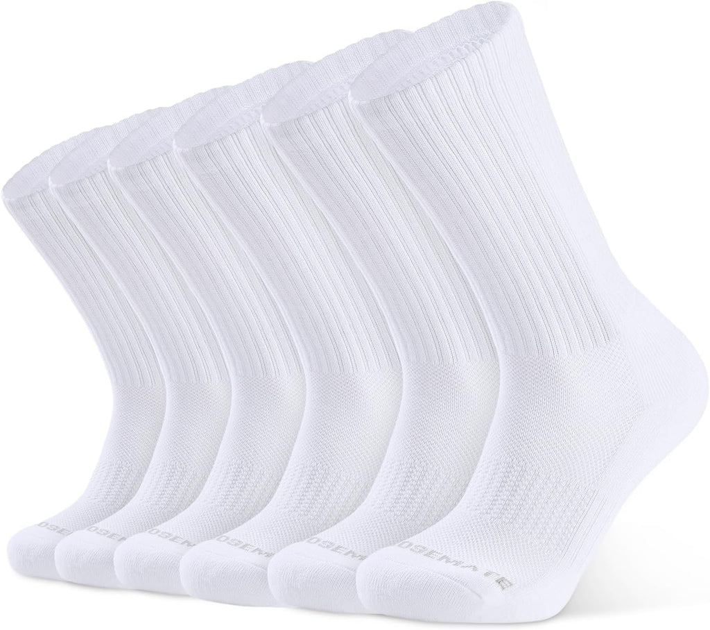 CLOSEMATE Mens Athletic Crew Socks Moisture Wicking Cushioned 6 Pairs