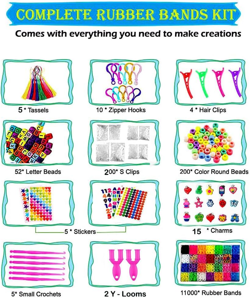 YITOHOP 12080+ Loom Bands Set, Rubber Bands for Bracelet Making Kit, DIY Arts & Crafts Idea, Friendship Bracelet Birthday Gift Kits for Kids Girls Boys Creative Art Crafts
