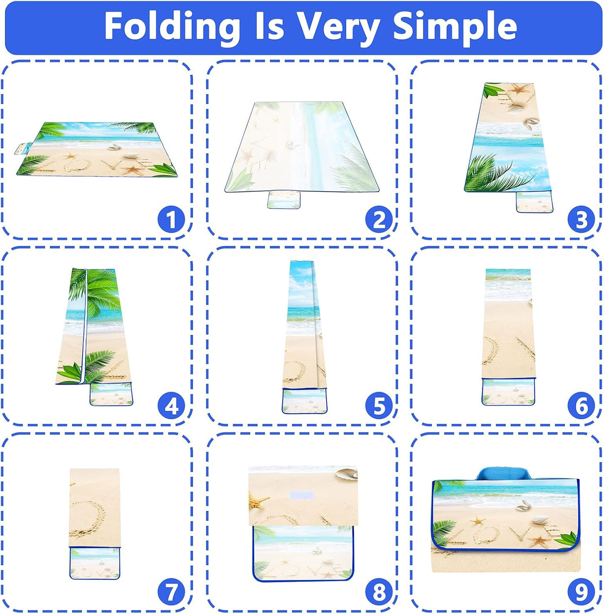 DanCoom Picnic Blanket, Foldable Waterproof Sand Mat, Extra Large Picnic Blanket Outdoor Picnic Mat Beach Blanket for Park Grass Camping Hiking Travel Family Concerts