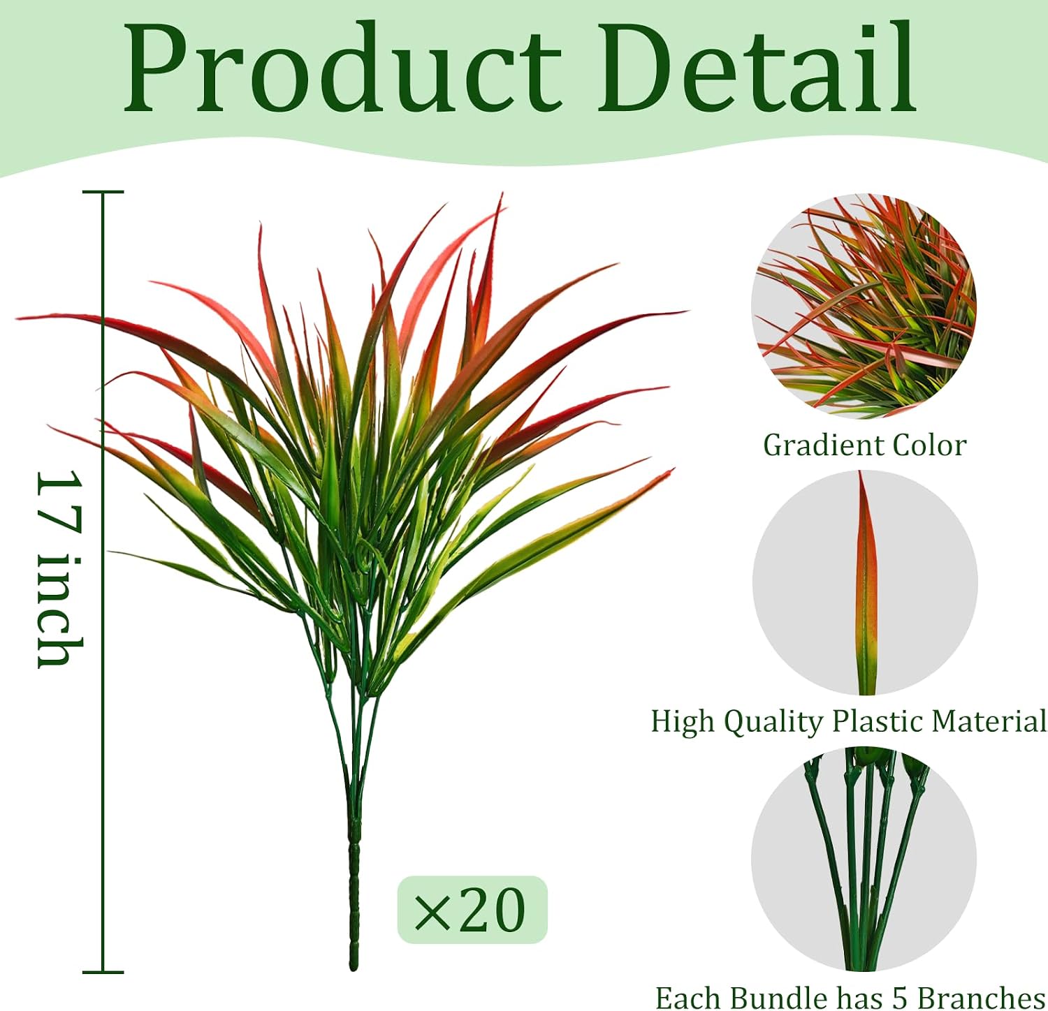 20 Pcs Artificial Plants Outdoor Fake Grass UV Resistant Faux Outdoor Plant, Artificial Greenery Stems Bushes Fake Plants for Spring Summer Fall Decor Fake Mums Fall Flowers Garden Home Decor, Red
