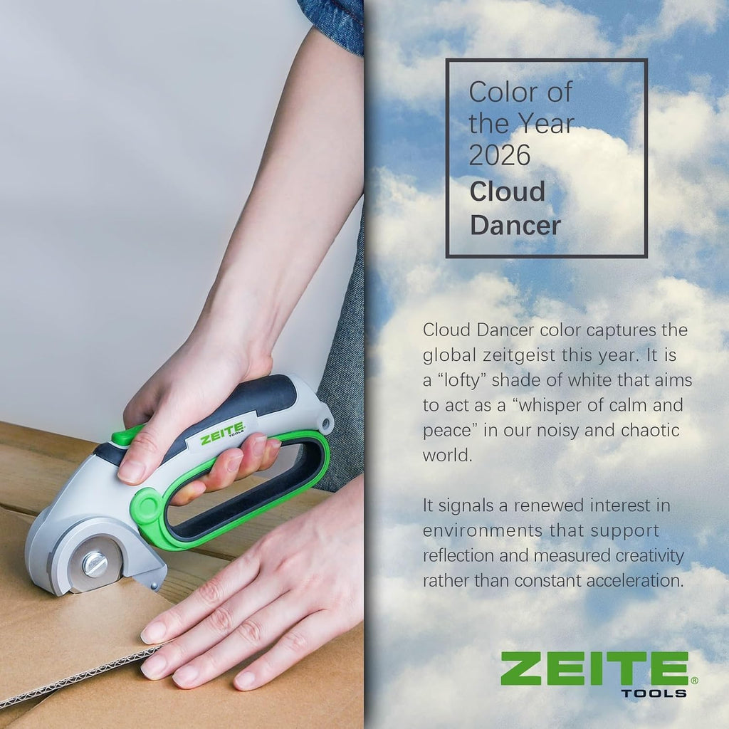 ZEITE 4V Cordless Electric Scissors Cardboard Cutter with 1 x Replace Blade,1 x Storage Box,1 x USB Rechargeable Cable Rotary Cutter for Box Plastic Carpet Cloth, Easy to Hold and Safety,Gray
