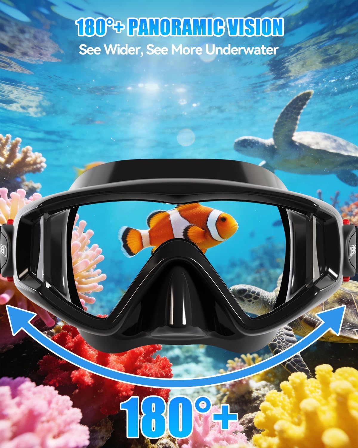 Aegend Snorkeling Gear for Adult Kid - Anti-Fog Mask with Top Dry Valve