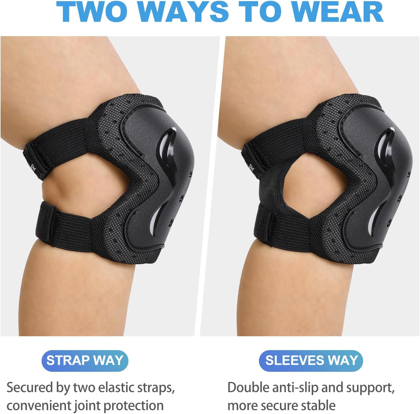 Kids Youth Adult Protective Gear Set Adjustable Knee Elbow Wrist Guards
