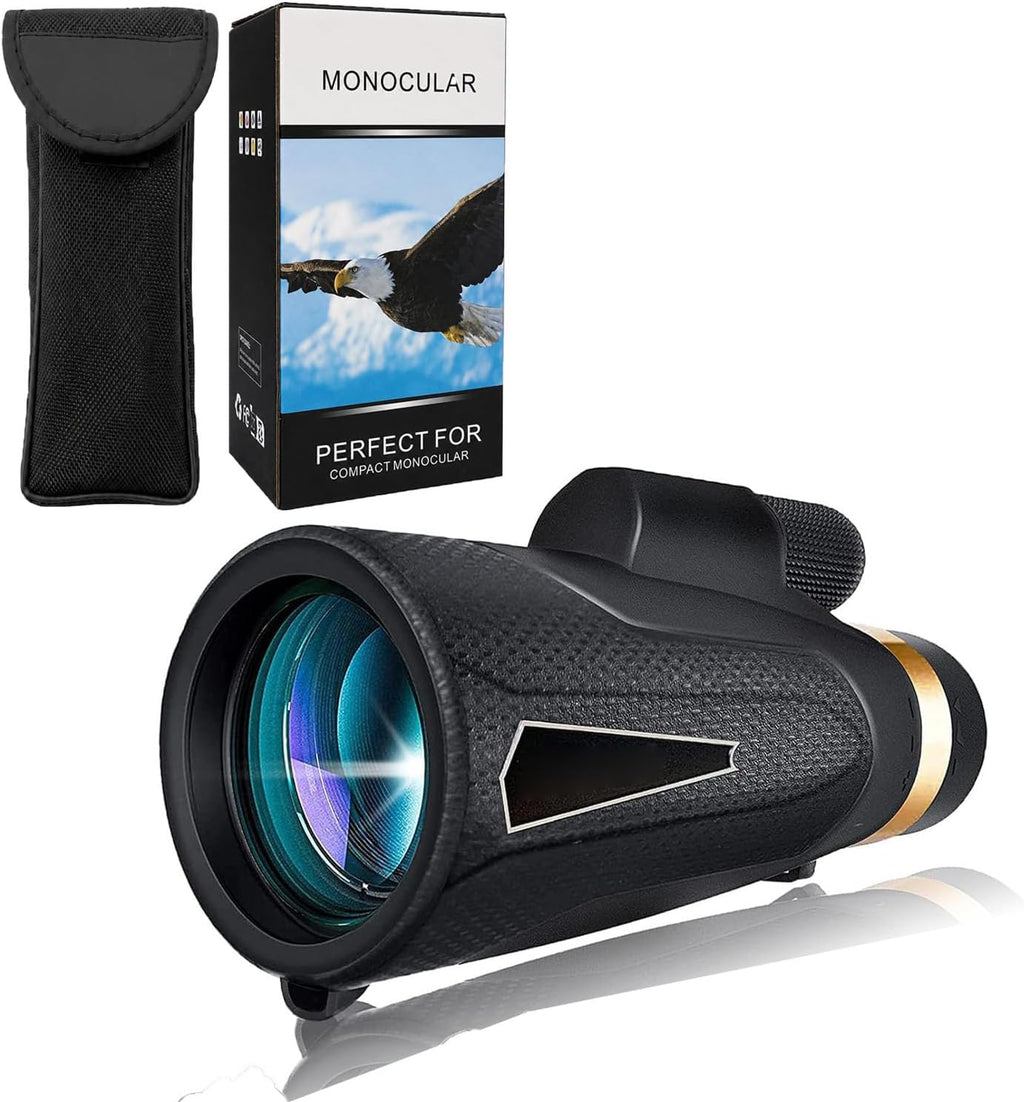 12x Monocular Telescope for Adults, 50mm Objective Lens BAK4 Prism Compact Scope with One-Hand Focus for Bird Watching, Hiking, Camping, Sports and Concerts(Black)