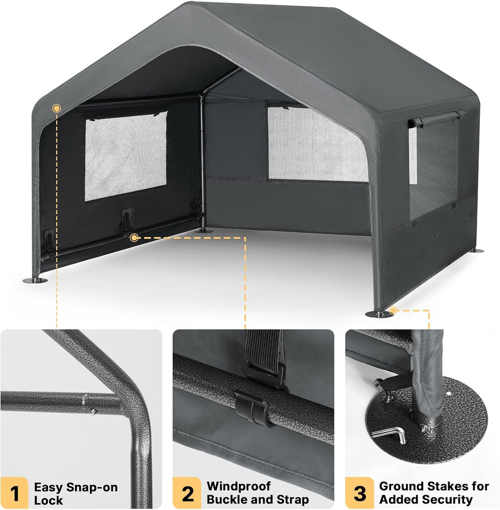 Veehoo Extra Large Dog House Outdoor Includes Elevated Dog Bed-Weatherproof