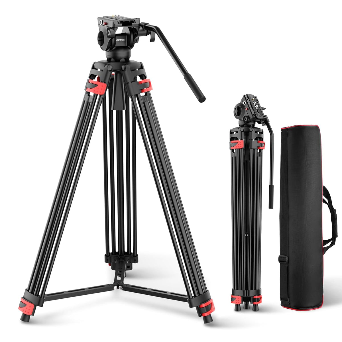 NEEWER Basics 74" Video Tripod with Fluid Head, Metal Camera Stand, TP37