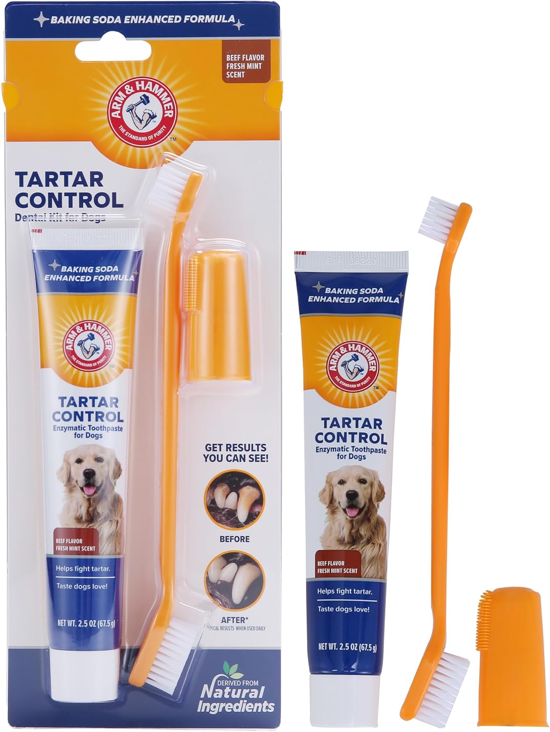 Arm & Hammer Tartar Control Dog Dental Kit, Banana Mint, 3-Piece