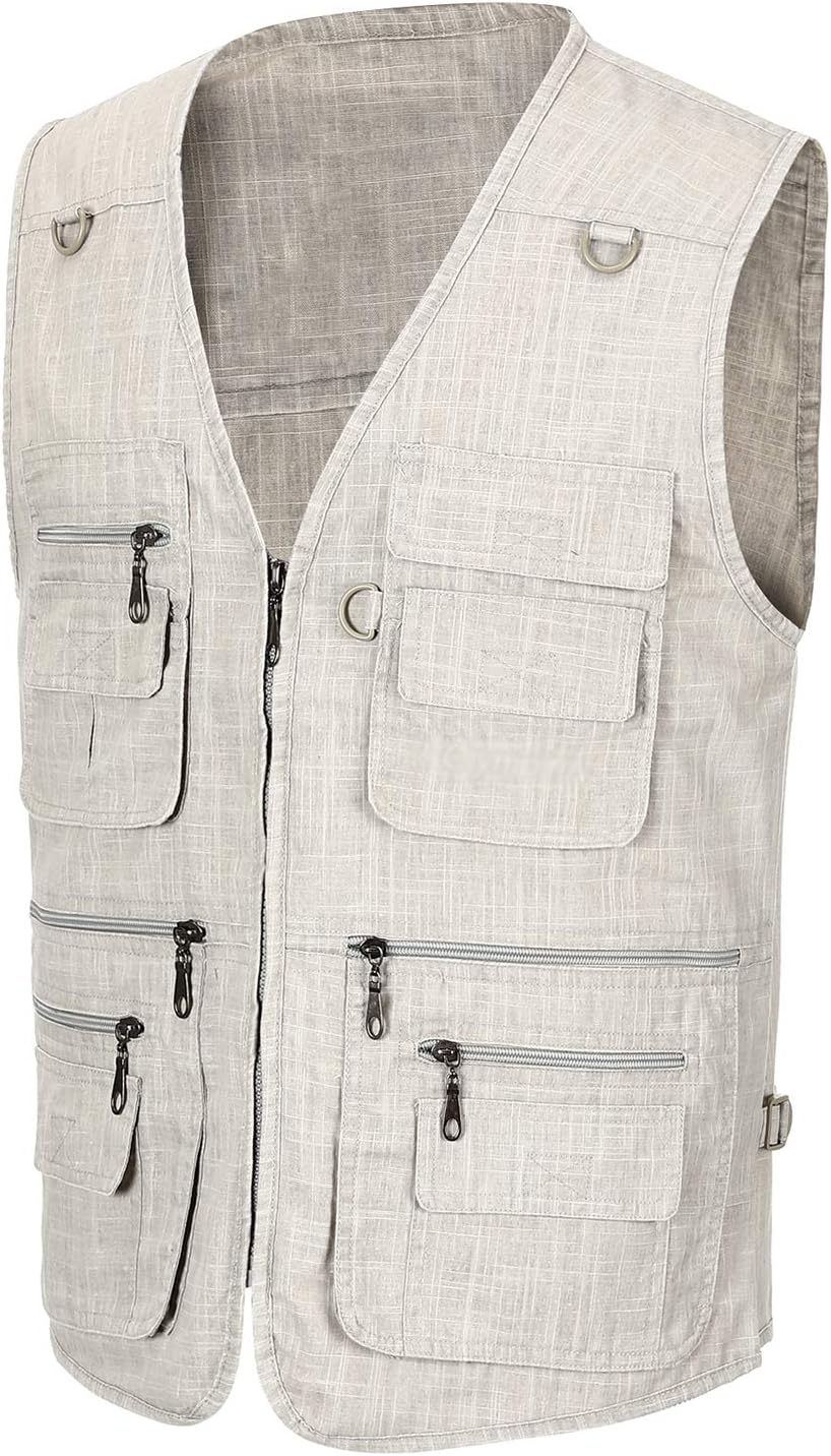 Spanye Mens Outdoor Fishing Vest Safari Travel Photography Vests Jacket Multi Pocket