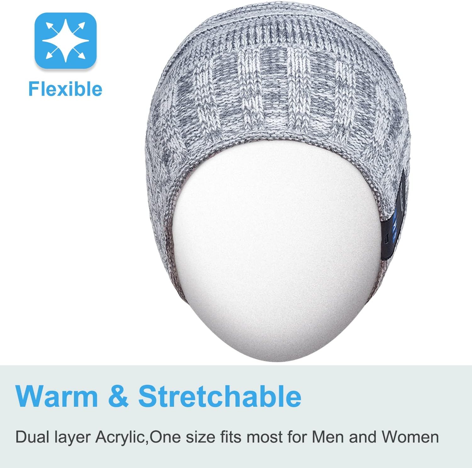 Rotibox Bluetooth Beanie Hat with Headphones for Outdoor Sports Xmas Gifts