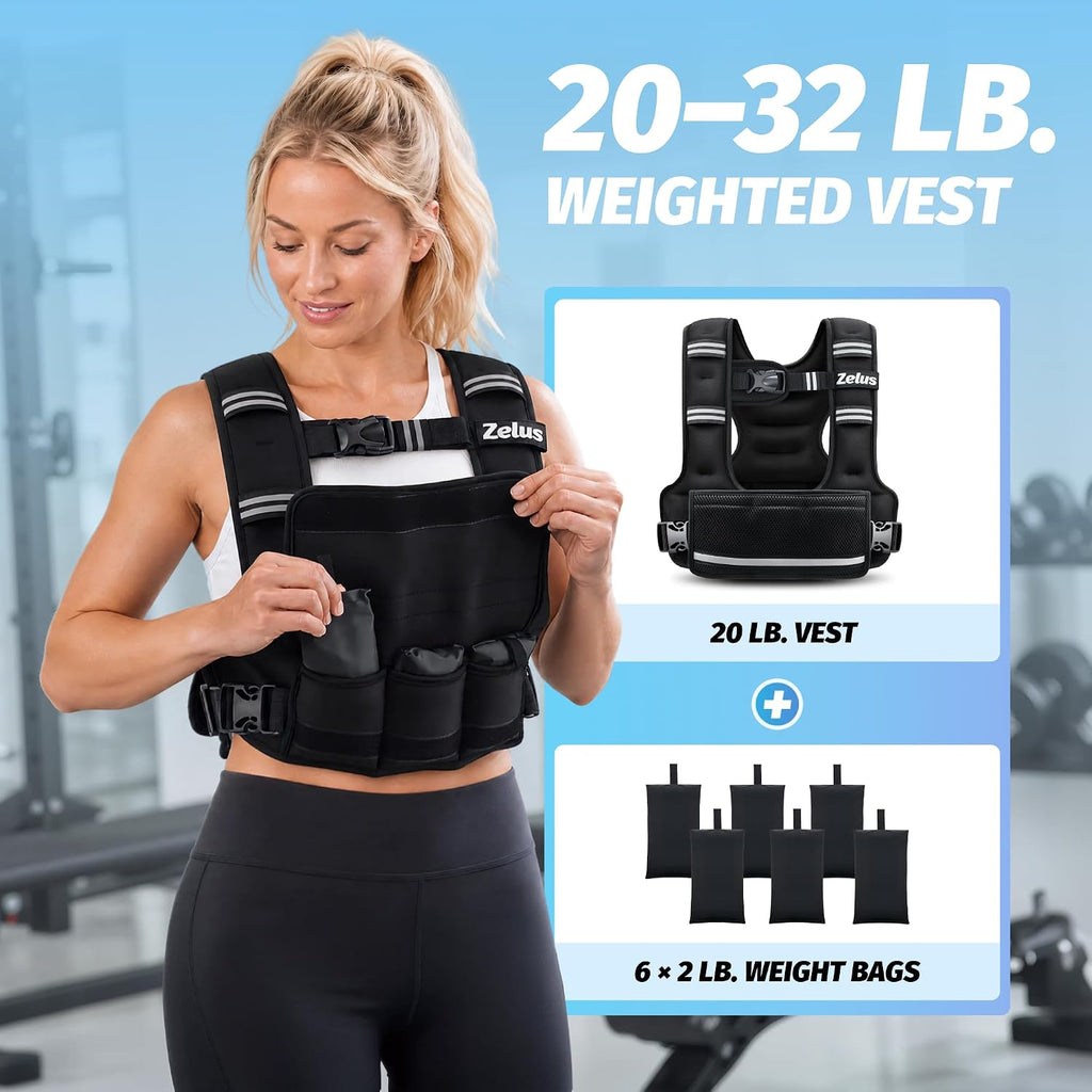 ZELUS Adjustable Weighted Vest for Women Men, Ergonomic Fit Training Vest