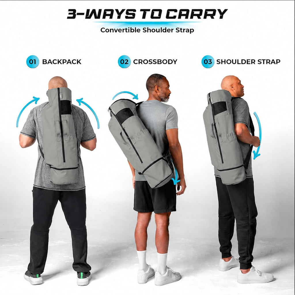 MAGNILAY Expandable Yoga Mat Bag, Adjustable Strap, Black, Large