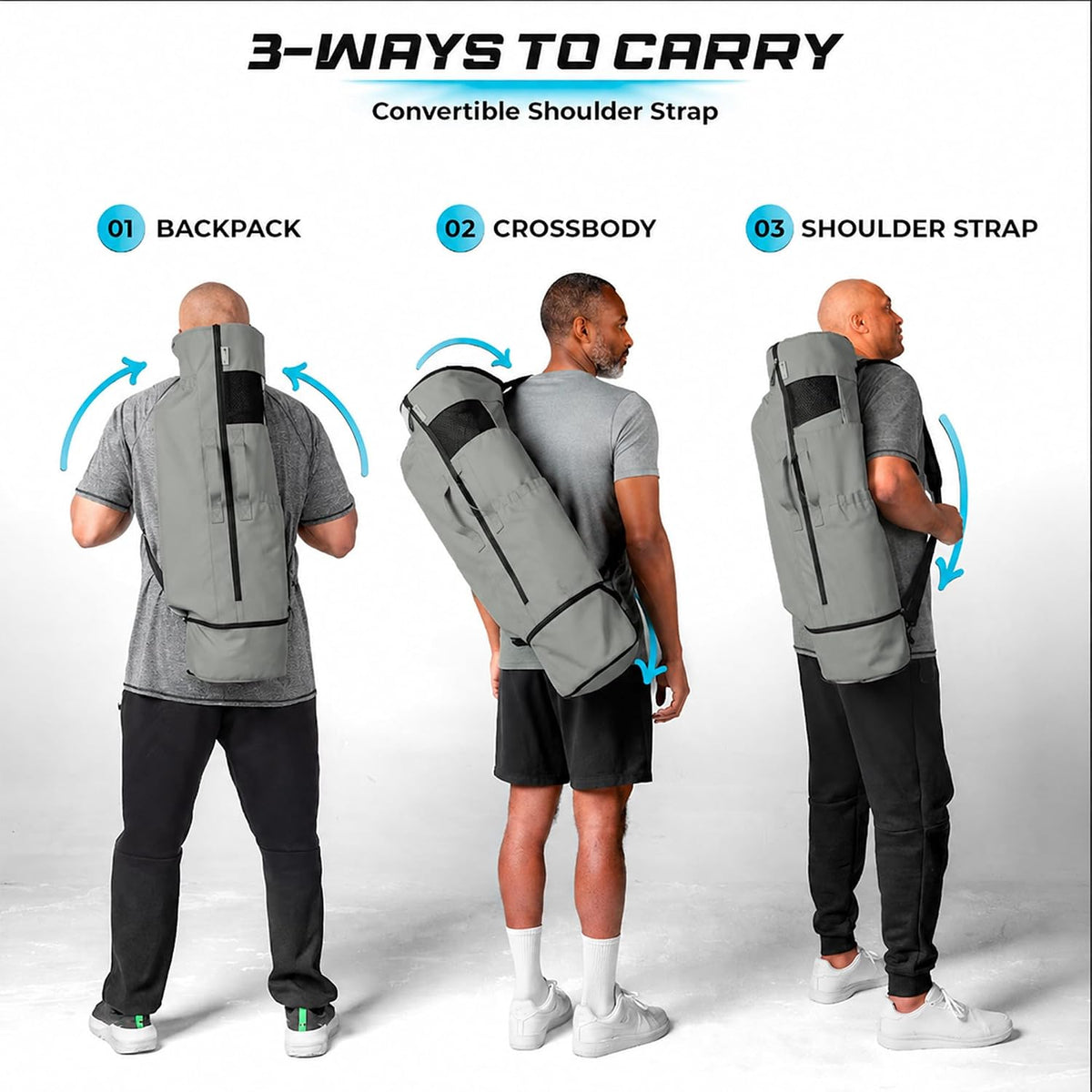 MAGNILAY Expandable Yoga Mat Bag, Adjustable Strap, Black, Large