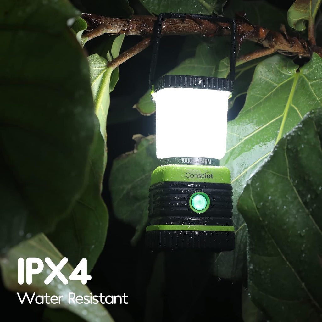 Consciot 1000LM LED Camping Lantern Rechargeable, 4 Light Modes, Dimmable