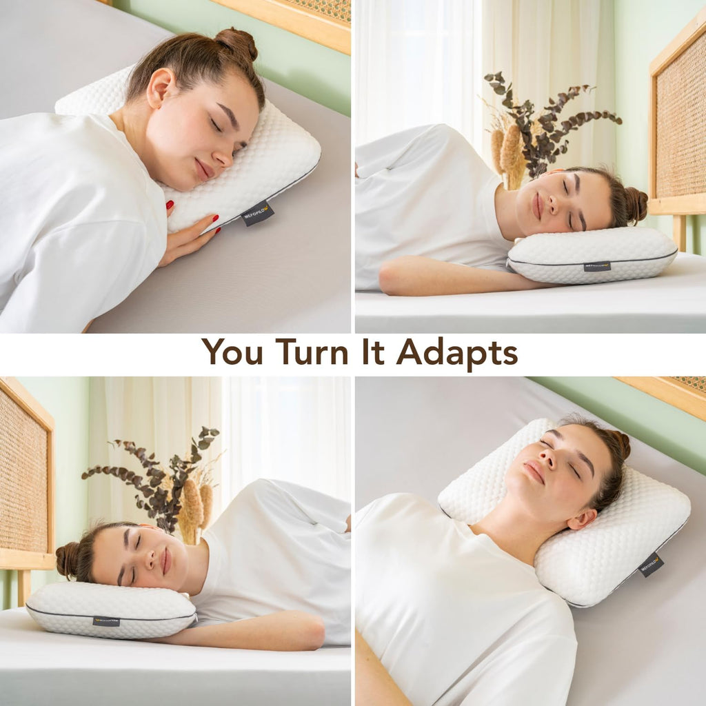 Travel Memory Foam Pillow for Sleeping, Comfortable Camping Pillow, 15.75x11.81x3.94 inches, Easy to Carry Portable Bag, Soft, Breathable, Washable Pillowcase