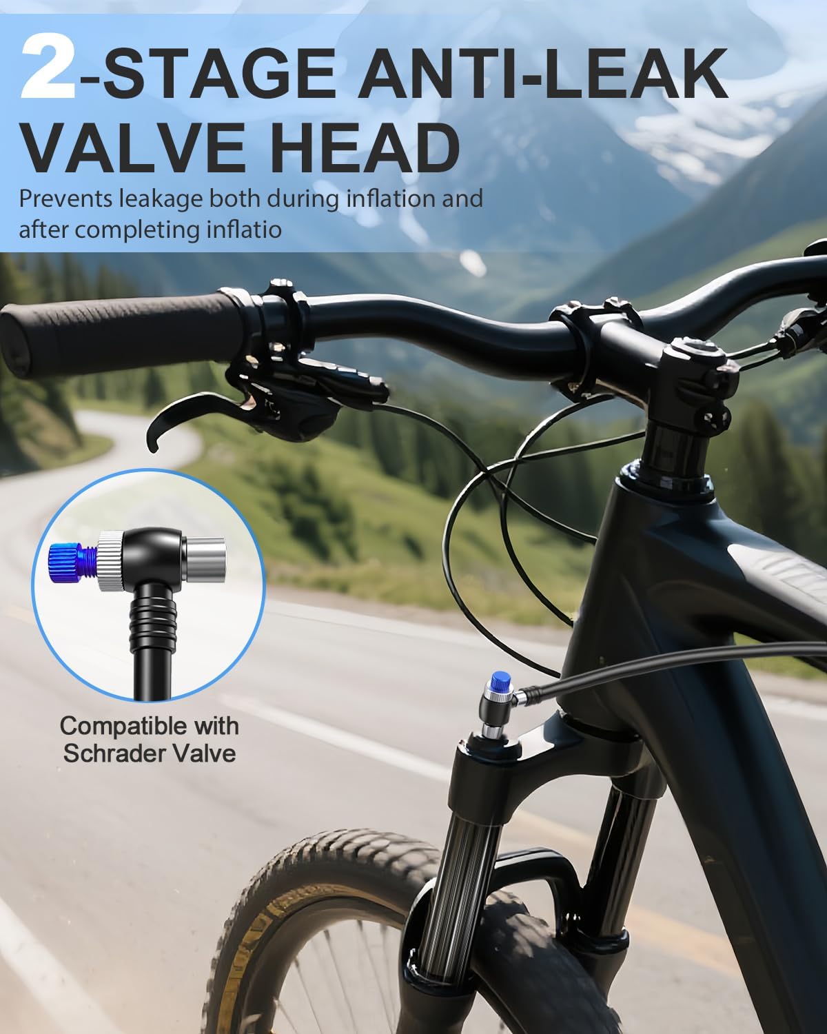 Bike Shock Pump, High Pressure 300 PSI Max Shock Pump for Mountain Bike, Bike Suspension Pump for Fork, Rear Shock with Gauge, Schrader Valve