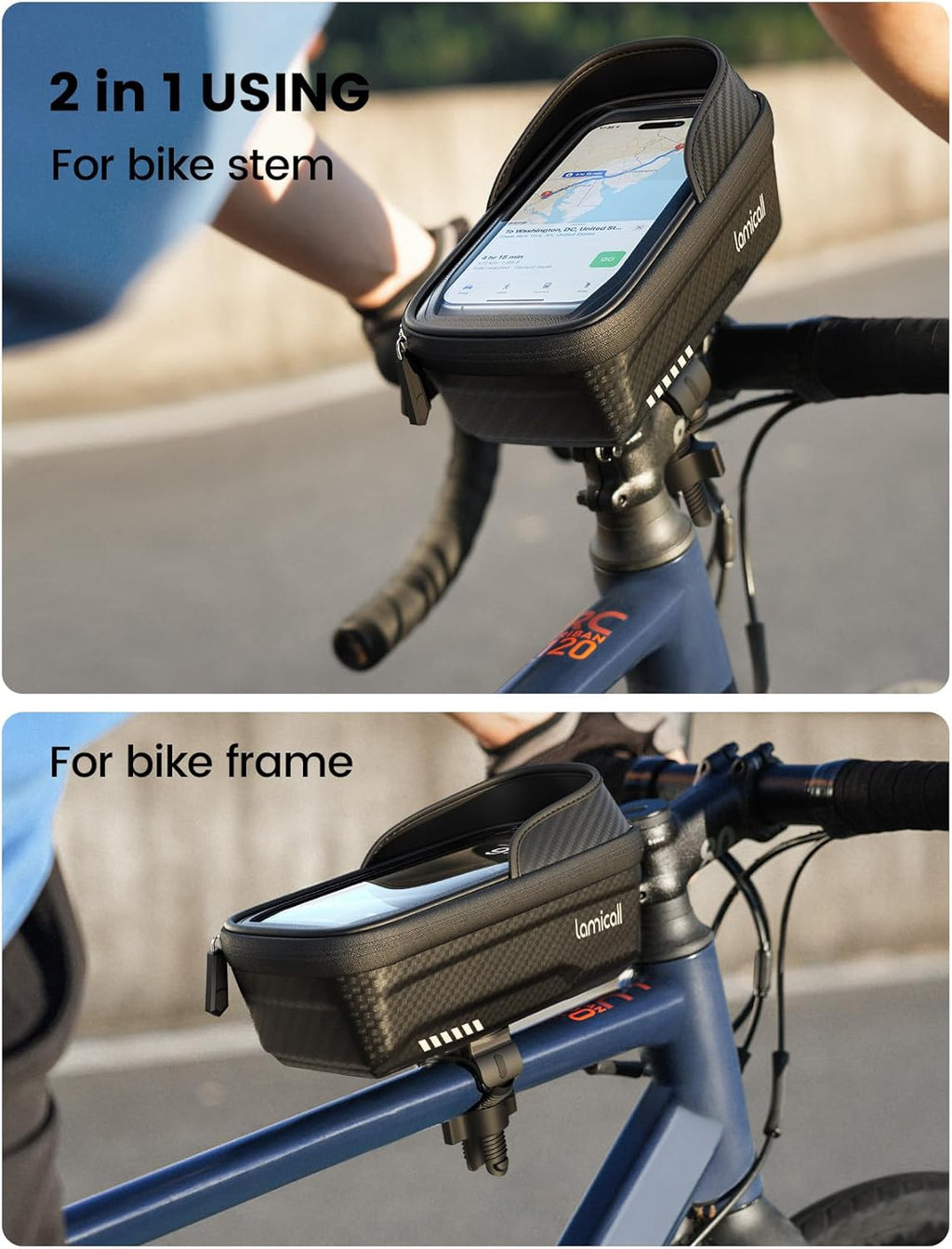 Lamicall Bike Frame Bag Waterproof - [1s Release] Bike Phone Mount Holder